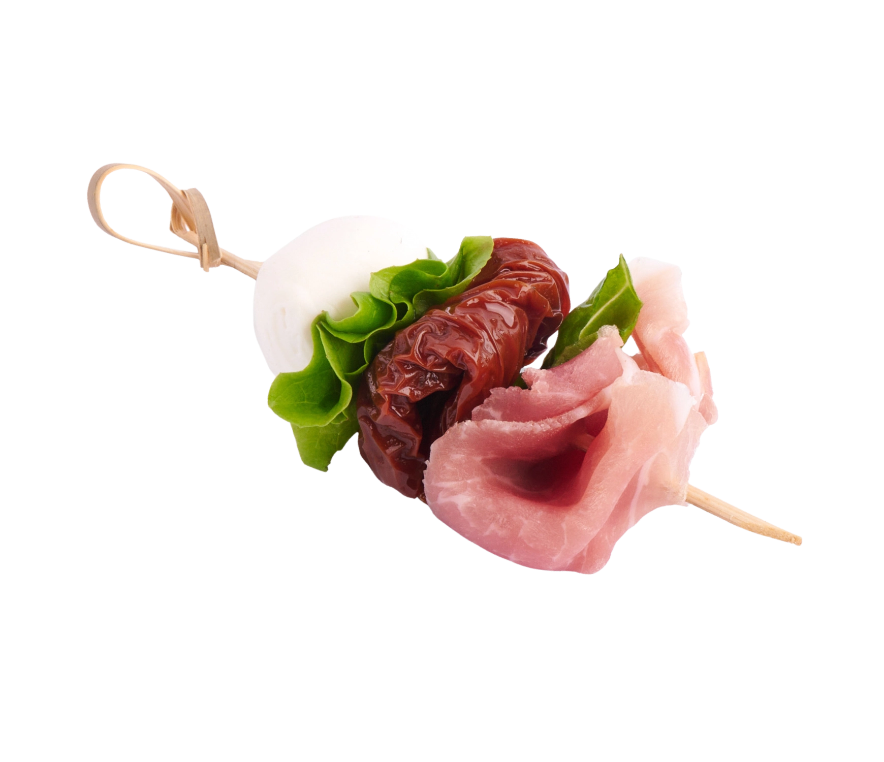 Шпажка з прошуто, в'яленими томатами, маслинами та бебі моцарелою 2 шт.